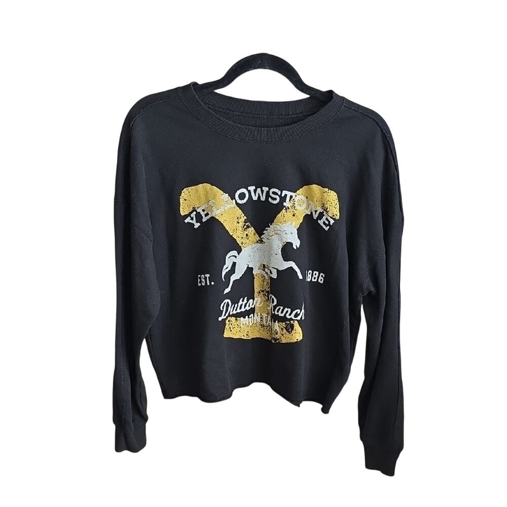 Yellowstone Dutton Ranch Black Graphic Crewneck Sweatshirt Womens Size Large